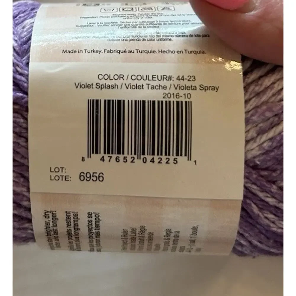 Vtg Lot of 2 Skeins Premier Home Cotton yarn Violet Splash #44-23 2.1 oz 105 yds